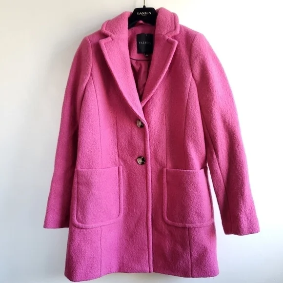New Talbots Single Breasted Wool Blend Barbiecore Pink Coat Size 2 - Picture 5 of 10
